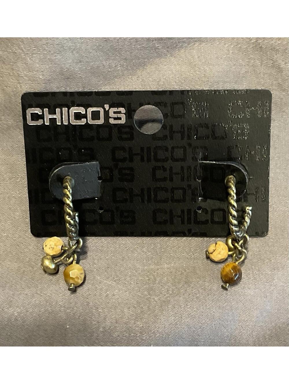 Chico’s Bronze Colored Semi Hoop Beaded Hypoallergenic Earrings #1415
